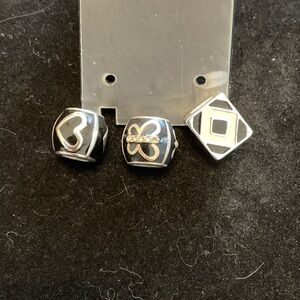 Brighton Geometric,Heart and Butterfly Black and Silver Beads